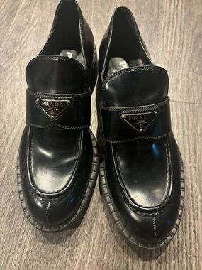 Prada Black Patent Leather Slip-On Loafers